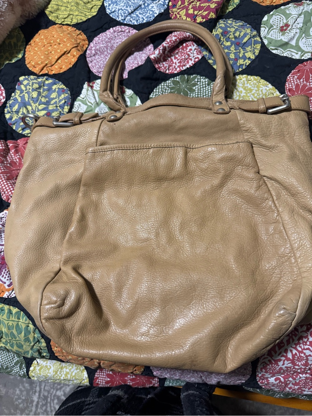 Garnet Hill Camel Tan Leather Shoulder Bag